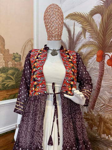 Gorgeous Pink Cotton Embroidery Shrug With Lehenga