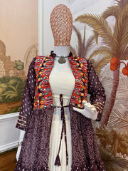 Gorgeous Pink Cotton Embroidery Shrug With Lehenga