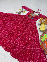 Navratri Festival Glorious Orange Georgette Gamthi Work Gown