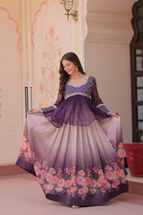 Designer Red Chiffon Beads Embroidered Top With Lehenga