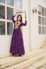 Stylish Yellow Georgette Bandhani Work Navratri Gown