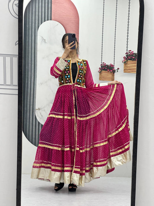Alluring Pink Georgette Gamathi Work Gown