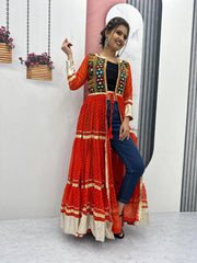 Alluring Pink Georgette Gamathi Work Gown