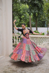 Alluring Multicolor Cotton with Gamthi Embroidered Navratri Lehenga Choli
