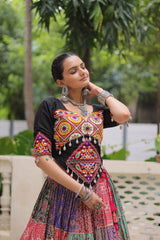 Alluring Multicolor Cotton with Gamthi Embroidered Navratri Lehenga Choli