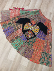 Alluring Multicolor Cotton with Gamthi Embroidered Navratri Lehenga Choli