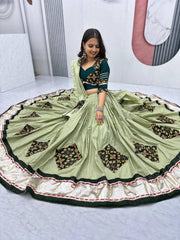 Ravishing Pista Cotton Ribbon Work Lehenga Choli