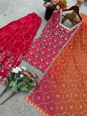 Admiring Red Georgette Sequence Work Sharara Suit