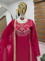 Gorgeous Lavender Roman Simar Silk Sequence Embroidery Sharara Suit