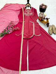 Gorgeous Lavender Roman Simar Silk Sequence Embroidery Sharara Suit