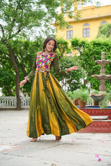 Glorious Blue Chinon Embroidered Lehenga Choli