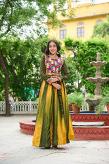 Glorious Blue Chinon Embroidered Lehenga Choli