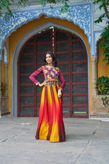 Glorious Blue Chinon Embroidered Lehenga Choli