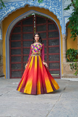 Glorious Blue Chinon Embroidered Lehenga Choli