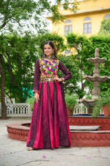 Glorious Blue Chinon Embroidered Lehenga Choli