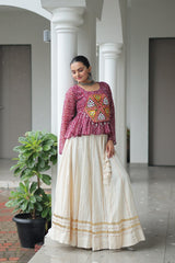 Navratri Wear Green Cotton Kutchi Gamthi Work Lehenga Choli