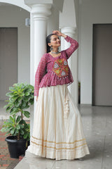 Navratri Wear Green Cotton Kutchi Gamthi Work Lehenga Choli