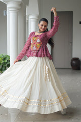 Navratri Wear Green Cotton Kutchi Gamthi Work Lehenga Choli