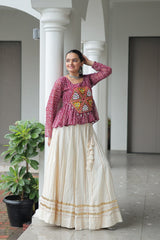 Navratri Wear Green Cotton Kutchi Gamthi Work Lehenga Choli
