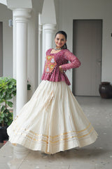 Navratri Wear Green Cotton Kutchi Gamthi Work Lehenga Choli