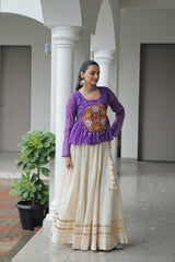 Navratri Wear Green Cotton Kutchi Gamthi Work Lehenga Choli