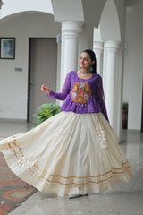 Navratri Wear Green Cotton Kutchi Gamthi Work Lehenga Choli