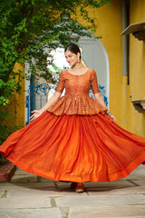 Ravishing Orange Fendy Embroidered Lehenga