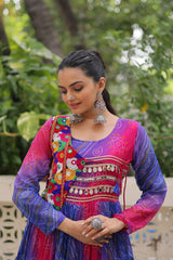 Designer Red Georgette Kutchi Work Navratri Gown
