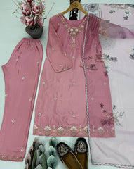 Gorgeous Pink Creap Sequence Work Palazzo Suit