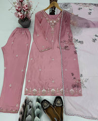 Gorgeous Pink Creap Sequence Work Palazzo Suit