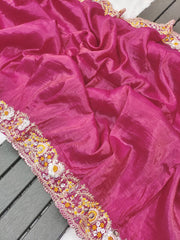 Attractive Gold Crush Embroidery Work Saree