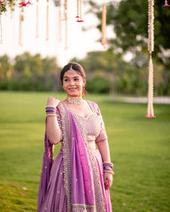Gorgeous Purple Georgette Thread Work Lehenga Choli