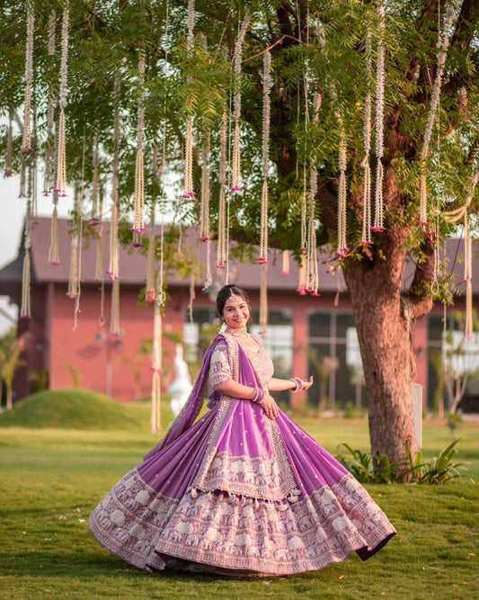 Gorgeous Purple Georgette Thread Work Lehenga Choli