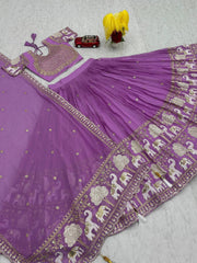 Gorgeous Purple Georgette Thread Work Lehenga Choli