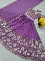 Gorgeous Purple Georgette Thread Work Lehenga Choli