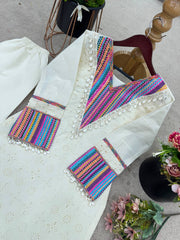 Gorgeous White Thread Work Co-ord Set