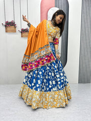 Navratri Special Yellow Cotton Gamthi Work Lehenga Choli