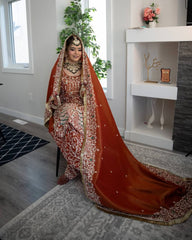 Bridal Wear Brown Color Heavy Work Punjabi Style Suit