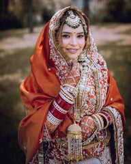 Bridal Wear Brown Color Heavy Work Punjabi Style Suit