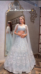 Marvelous Silver Net Sequence Work Lehenga Choli