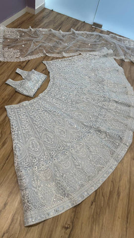 Marvelous Silver Net Sequence Work Lehenga Choli