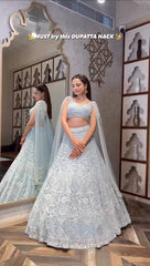 Marvelous Silver Net Sequence Work Lehenga Choli