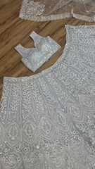 Marvelous Silver Net Sequence Work Lehenga Choli