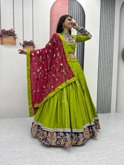 Purple Cotton Embroidery Work Lehenga Choli For Navratri
