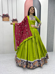 Purple Cotton Embroidery Work Lehenga Choli For Navratri