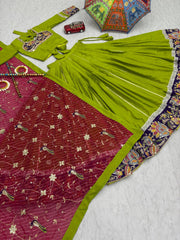 Purple Cotton Embroidery Work Lehenga Choli For Navratri
