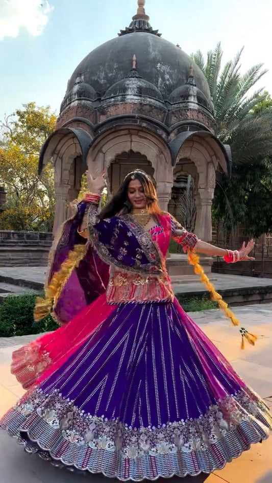 Pink Georgette Sequence Work Rajasthani Lehenga Choli