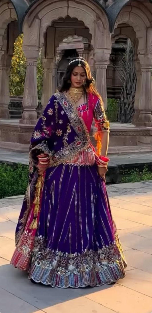 Pink Georgette Sequence Work Rajasthani Lehenga Choli