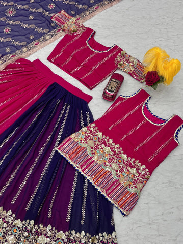 Pink Georgette Sequence Work Rajasthani Lehenga Choli