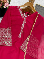 Designer Yellow Satin Silk Embroidery Palazzo Suit